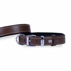 Doggie - Doggie Konfor Deri Köpek Boyun Tasması Kahverengi 3x42 50 Cm 