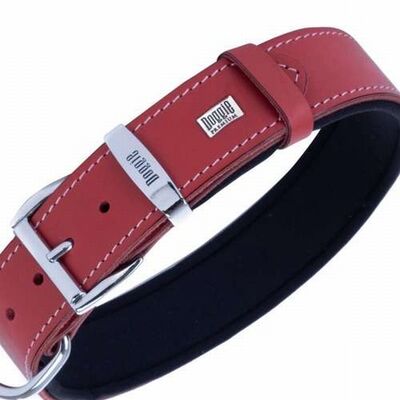 Doggie Konfor Deri Köpek Boyun Tasması Kırmızı 3,5x47 55 Cm 