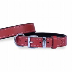 Doggie - Doggie Konfor Deri Köpek Boyun Tasması Kırmızı 3x42 50 Cm 