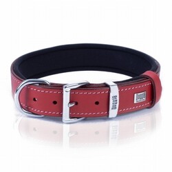 Doggie Konfor Deri Köpek Boyun Tasması Kırmızı 3x42 50 Cm - Thumbnail