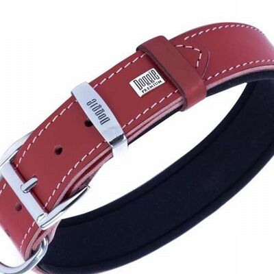 Doggie Konfor Deri Köpek Boyun Tasması Kırmızı 4x52 60 Cm 