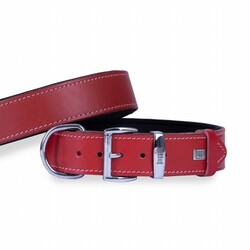 Doggie - Doggie Konfor Deri Köpek Boyun Tasması Kırmızı 4x57 65 Cm 