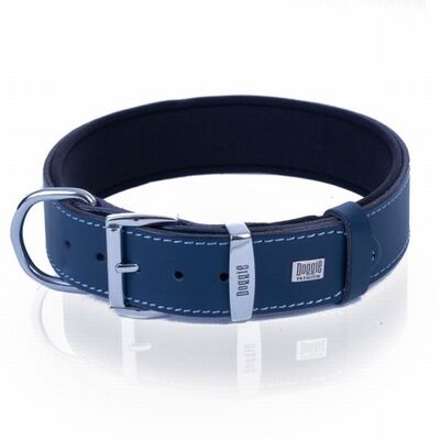 Doggie Konfor Deri Köpek Boyun Tasması Royalblue 3,5x52 60 Cm 