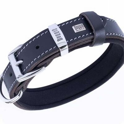 Doggie Konfor Deri Köpek Boyun Tasması Siyah 2,5x37 45 Cm 