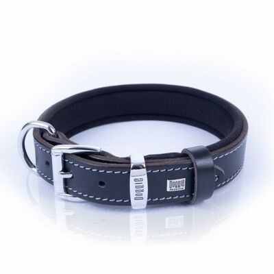Doggie Konfor Deri Köpek Boyun Tasması Siyah 2,5x37 45 Cm 
