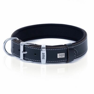 Doggie Konfor Deri Köpek Boyun Tasması Siyah 3,5x47 55 Cm 