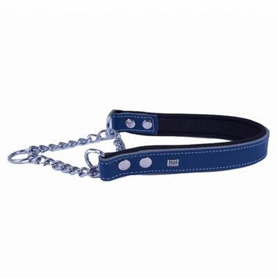 Doggie Konfor Deri Zincirli Boğma Köpek Eğitim Tasması Royalblue 2,5x45 55 Cm 