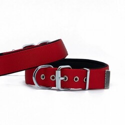 Doggie - Doggie Konfor Dokuma Köpek Boyun Tasması Kırmızı 4x57 65 Cm 