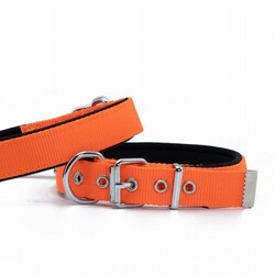 Doggie - Doggie Konfor Dokuma Köpek Boyun Tasması Turuncu 3x42 50 Cm 