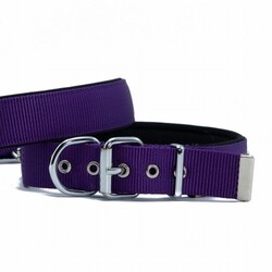 Doggie - Doggie Konfor Dokuma Sade Köpek Boyun Tasması Mor 3x42 50 Cm 