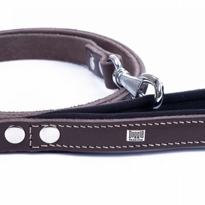 Doggie Konfor Klasik Deri Köpek Gezdirme Tasması Kahverengi 2x140 Cm 