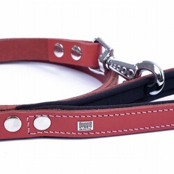 Doggie Konfor Klasik Deri Köpek Gezdirme Tasması Kırmızı 2x140 Cm - Thumbnail