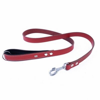 Doggie Konfor Klasik Deri Köpek Gezdirme Tasması Kırmızı 2,5x120 Cm 