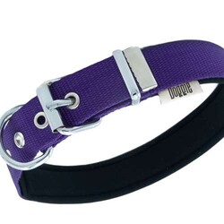 Doggie Konforlu Dokumadan El Yapımı Çivili Köpek Boyun Tasması Purple - Thumbnail