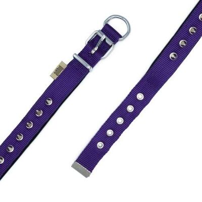 Doggie Konforlu Dokumadan El Yapımı Çivili Köpek Boyun Tasması Purple