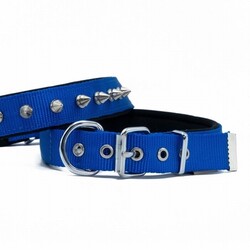 Doggie - Doggie Konfor Dokuma Çivili Köpek Boyun Tasması Royalblue 2,5x37-45 Cm 