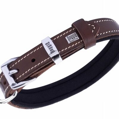 Doggie Konfor Deri Köpek Boyun Tasması Kahverengi 1,5x20 25 Cm 