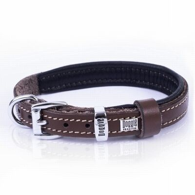 Doggie Konfor Deri Köpek Boyun Tasması Kahverengi 1,5x20 25 Cm 