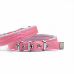 Doggie - Doggie Polar Pedli Sade Dokuma Köpek Boyun Tasması Pembe 1,5x25-30 Cm 