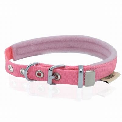 Doggie Polar Pedli Sade Dokuma Köpek Boyun Tasması Pembe 1,5x25-30 Cm 