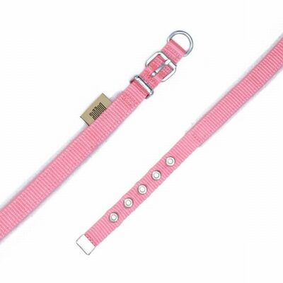 Doggie Polar Pedli Sade Dokuma Köpek Boyun Tasması Pembe 1,5x25-30 Cm 