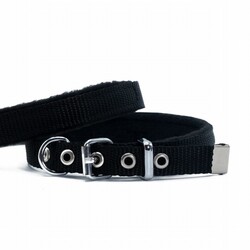 Doggie - Doggie Polar Pedli Sade Dokuma Köpek Boyun Tasması Siyah 1,5x25-30 Cm 