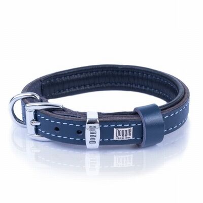 Doggie Yumuşak Firstclass Deri Köpek Boyun Tasması Royalblue 1,5x25-30 Cm 