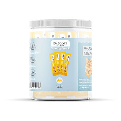 Dr.Sacchi Creamy Snack Tavuklu ve Ciğerli Sıvı Kedi Ödülü 30x14 Gr 