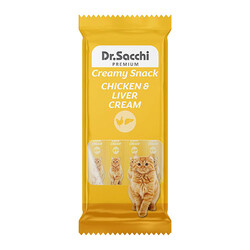 Dr.Sacchi - Dr.Sacchi Creamy Snack Tavuklu ve Ciğerli Sıvı Kedi Ödülü 4x14 Gr 