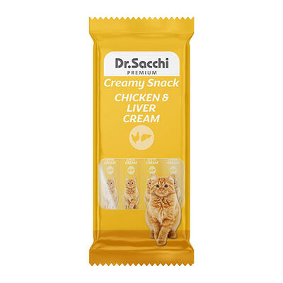 Dr.Sacchi Creamy Snack Tavuklu ve Ciğerli Sıvı Kedi Ödülü 4x14 Gr 