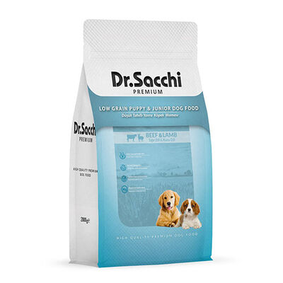 Dr.Sacchi Düşük Tahıllı Sığır Etli ve Kuzu Etli Yavru Köpek Maması