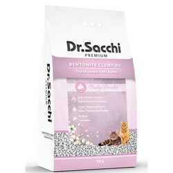 Dr.Sacchi - Dr.Sacchi Premium Bebek Pudrası Kokulu Bentonit İnce Taneli Topaklanan Kedi Kumu 10 Lt 