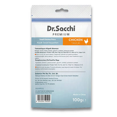 Dr.Sacchi Premium Küçük Tavuk Parçacıklı Tahılsız Köpek Ödülü 100 Gr 