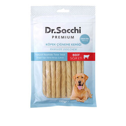 Dr.Sacchi - Dr.Sacchi Premium Sığır Etli Doğal Sığır Derisi Burgu Çubuk Tahılsız Köpek Ödülü 5'' 15'li 110 Gr 