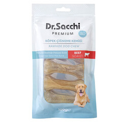 Dr.Sacchi - Dr.Sacchi Premium Sığır Etli Doğal Sığır Derisi Press Kemik Tahılsız Köpek Ödülü 3'' 5'li 100 Gr 