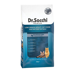 Dr.Sacchi - Dr.Sacchi Premium Somonlu ve Ton Balıklı Düşük Tahıllı Yetişkin Kedi Maması 10 Kg 