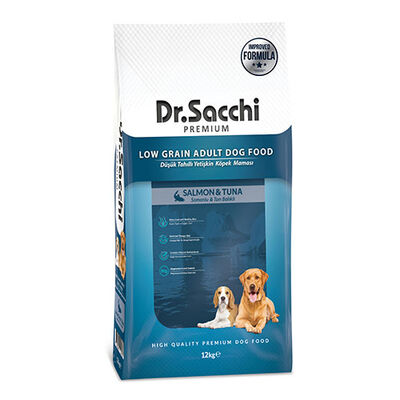 Dr.Sacchi Premium Somonlu ve Ton Balıklı Düşük Tahıllı Yetişkin Köpek Maması 12 Kg 