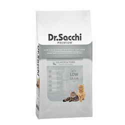 Dr.Sacchi - Dr.Sacchi Premium Sterilised Somon ve Ton Balıklı Düşük Tahıllı Kısırlaştırılmış Kedi Maması 10 Kg 