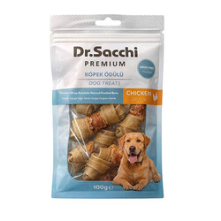 Dr.Sacchi - Dr.Sacchi Premium Tavuk Sargılı Sığır Derisi Doğal Düğüm Kemik Tahılsız Köpek Ödülü 2“ 8'li 100 Gr 