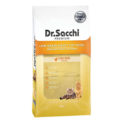 Dr.Sacchi Premium Tavuklu Düşük Tahıllı Yetişkin Kedi Maması 10 Kg 