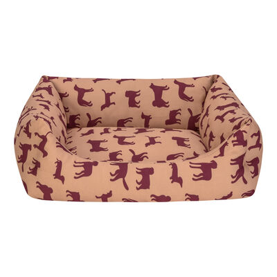 Pet Comfort Uniform Bej Bordo Kedi ve Köpek Yatağı Small 60x50 Cm