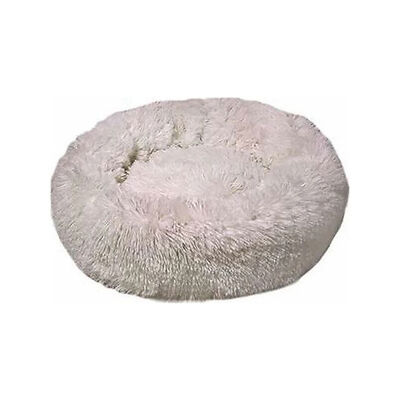Dubex Ponchik Peluş Yuvarlak Kedi ve Köpek Yatağı Beyaz XL 