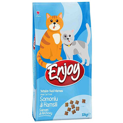 Enjoy - Enjoy Somonlu ve Hamsili Yetişkin Kedi Maması 10 Kg 