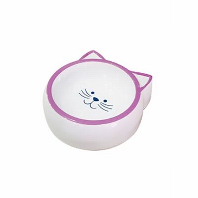 EuroCat Kedi Motifli Mama Su Kabı 210 Ml Mor 