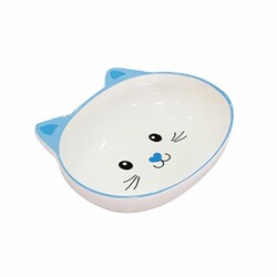 Eurocat - EuroCat Kedi Motifli Melamin Kedi Mama ve Su Kabı 300 Ml Mavi 