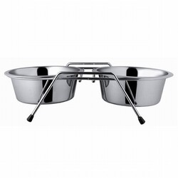 Eurodog - EuroDog Ayaklı İkili Metal Köpek Mama Su Kabı 2x1450 Ml 25 Cm 
