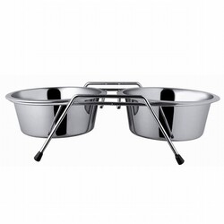 EuroDog - EuroDog Ayaklı İkili Metal Köpek Mama Su Kabı 2x500 Ml 16,5 Cm 