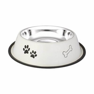 EuroDog Pati Kemik Desenli Metal Köpek Mama Su Kabı 8 Oz 12 Cm 