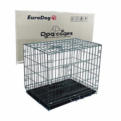 EuroDog Siyah Tabanlı Dövme Köpek Kafesi 92x61,5x68,5 Cm 