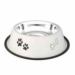 Eurodog - EuroDog Pati Kemik Desenli Metal Köpek Mama Su Kabı 16 Oz 15,5 Cm 
